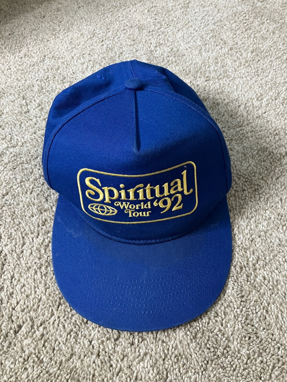 Spirit Blue Cap with Gold Embroidered 'Spiritual World Tour '92' Patch